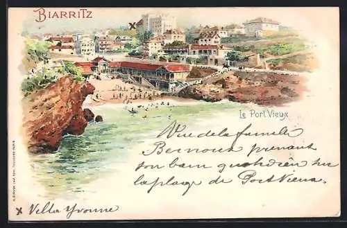 Lithographie Biarritz, Le Port Vieux