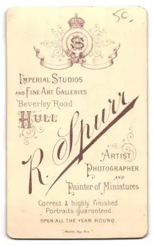 Fotografie R. Spurr, Hull, Beverley Road, Porträt eines Mannes mit Vollbart und Hut