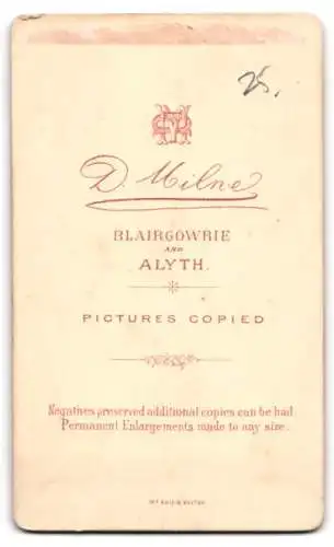 Fotografie D. Milne, Blairgowrie, Porträt eines Mannes im Seitenprofil