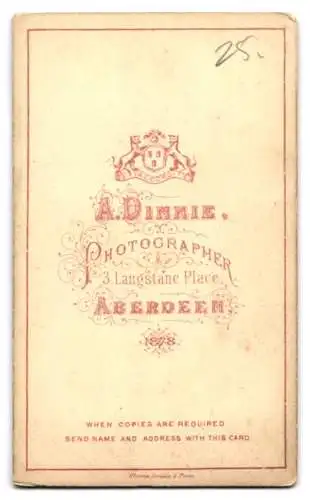 Fotografie A. Dinnie, Aberdeen, Langstane Place 3, Dame in elegantem Kleid