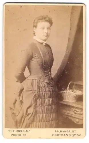 Fotografie The Imperial Photographic Co., London, Baker Street 44, Porträt einer Dame in elegantem Kleid