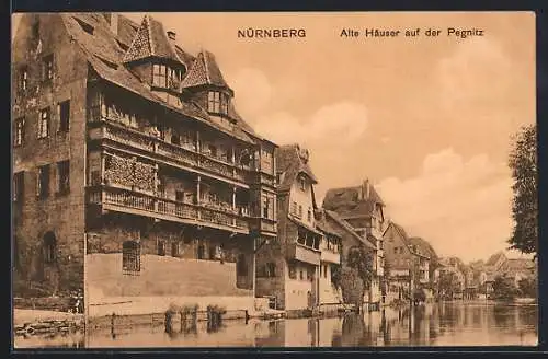 AK Nürnberg, Alte Häuser auf der Pegnitz