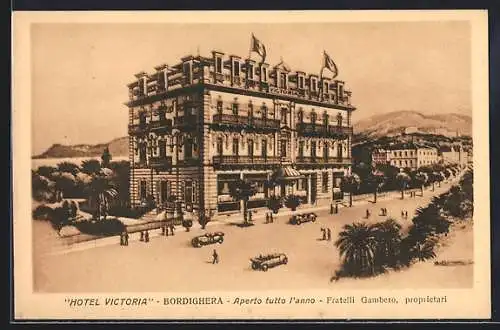 Künstler-AK Bordighera, Hotel Victoria, Prop. Fratelli Gambero