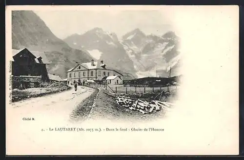 AK Le Lautaret, Dans le fond, Glacier de l`Homme