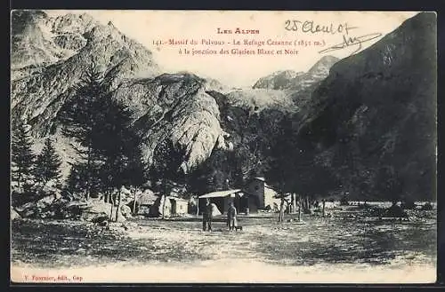 AK Pelvoux, Le Massif, Le Refuge Cezanne à la jonction des Glaciers Blanc et Noir