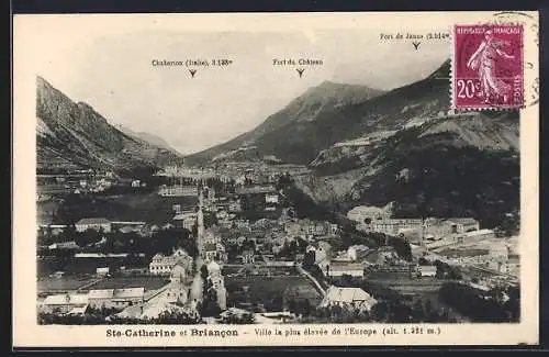 AK Ste-Catherine et Briancon, Vue générale avec Chaberton, Fort du Chateau et Fort de Janus