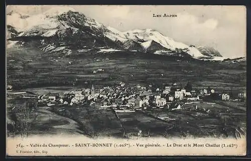 AK Saint-Bonnet, Vue generale, Le Drac et le Mont Chaillot