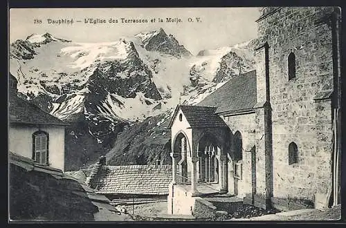 AK La-Grave, l'église des terrasses