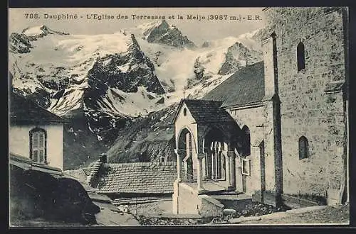 AK Les Terrasses, l`église et la Meije