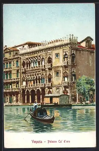 AK Venezia, Palazzo Ca` d`oro, Gondel vor einem Palast