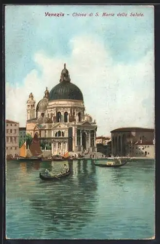 AK Venezia, Chiesa di S. Maria della Salute, Segelboot, Gondeln