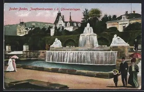 AK Baden-Baden, Josefinenbrunnen i. d. Gönneranlagen