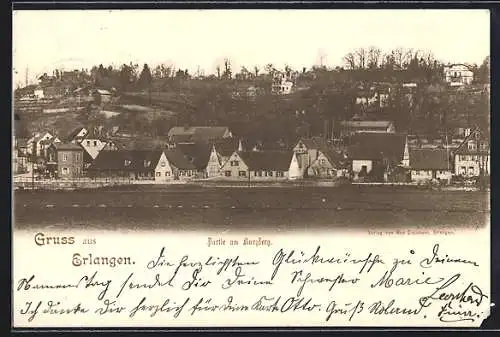 AK Erlangen, Partie am Burgberg, Panorama