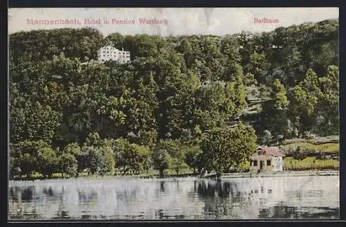 AK Mannenbach, Hotel und Pension Wartburg, Badhaus