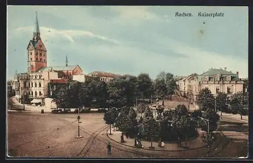 AK Aachen, Kaiserplatz mit Kirche