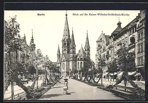 AK Berlin-Charlottenburg, Blick auf die Kaiser Wilhelm-Gedächtnis-Kirche