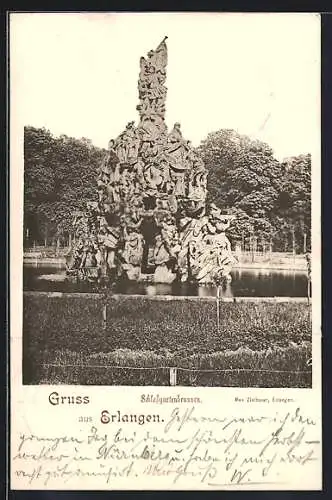 AK Erlangen, Blick auf den Schlossgartenbrunnen