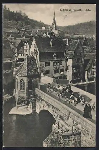 AK Calw, Ortspartie mit Nikolaus Kapelle