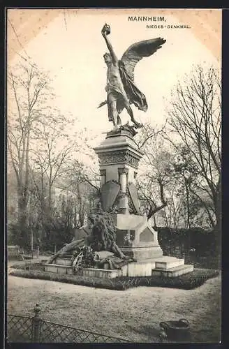 AK Mannheim, Blick aufs Sieges-Denkmal