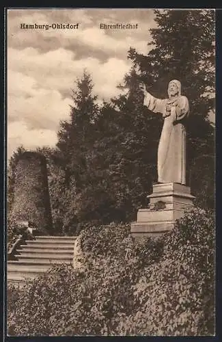 AK Hamburg-Ohlsdorf, Blick auf den Ehrenfriedhof