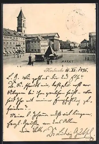 AK Karlsruhe, Blick auf den Marktplatz