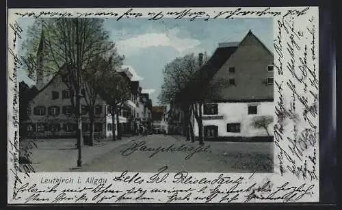 AK Leutkirch i. Allgäu, Strassenpartie mit Gasthaus