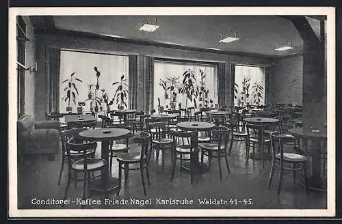 AK Karlsruhe, Cafe-Konditorei Friedrich Nagel, Waldstrasse 41-45