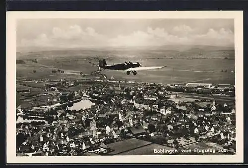 AK Böblingen, Fliegeraufnahme mit Fernsicht