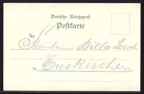 Lithographie Cöln, Bahnhof, Dom, Rathaus