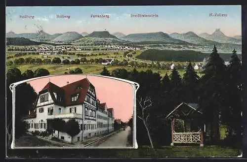 AK Sebastiansweiler, Christl. Erholungs-Schwefelbad und Panorama mit H.-Zollern