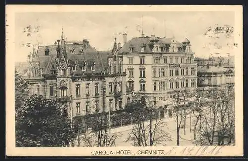 AK Chemnitz, Strassenpartie am Carola-Hotel