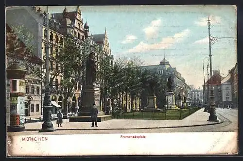 AK München, Statuen auf dem Promenadeplatz