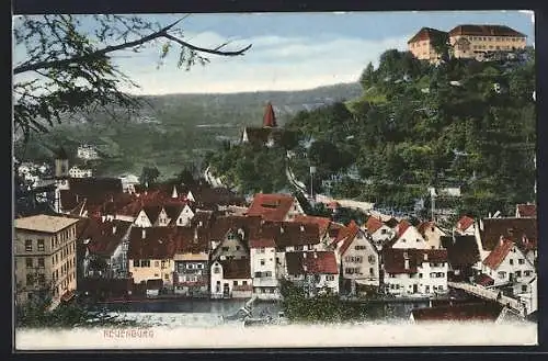 AK Neuenbürg / Schwarzwald, Ortsansicht mit dem Schloss