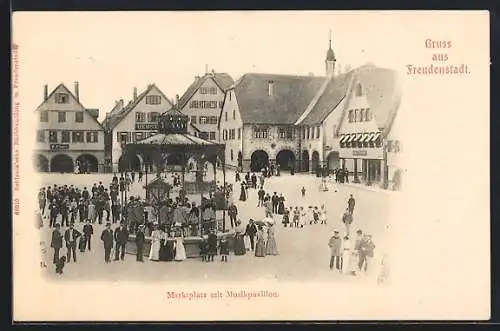 AK Freudenstadt, Marktplatz mit Musikpavillon