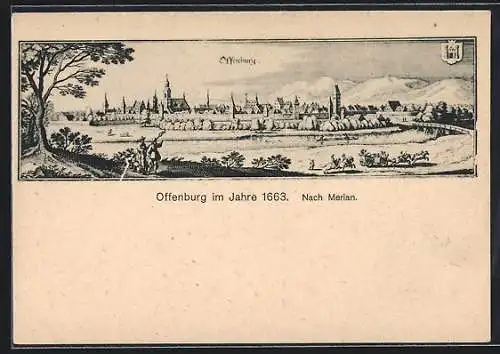 Künstler-AK Offenburg, Die Stadt im Jahre 1663, nach Merian