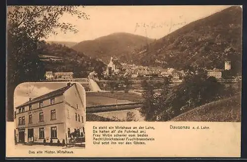 AK Dausenau a. d. Lahn, Restaurant Altes Historisches Wirtshaus, Panorama