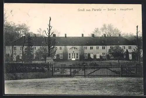 AK Paretz, Blick auf die Hauptfron vom Schloss