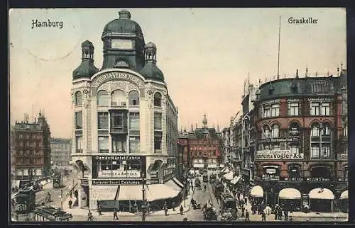 AK Hamburg-Neustadt, Strassenbahnen, Graskeller