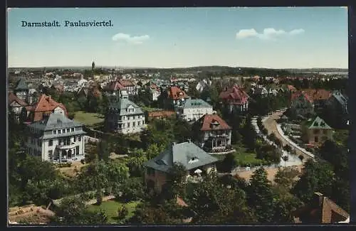 AK Darmstadt, Paulusviertel aus der Vogelschau