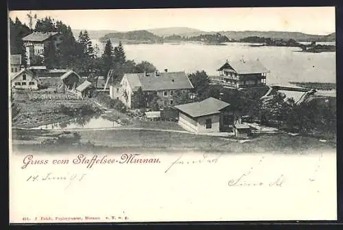 AK Murnau a. Staffelsee, Ortsansicht mit Seepartie