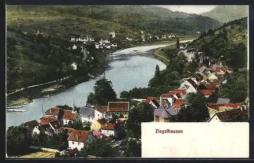 AK Ziegelhausen, Ortspartie am Fluss