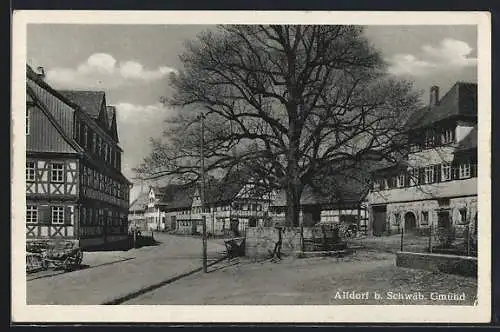 AK Alfdorf b. Schwäb. Gmünd, Ortspartie mit Fachwerkhäusern