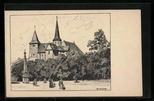 Künstler-AK Otto Ubbelohde: Fulda, Michaelskapelle