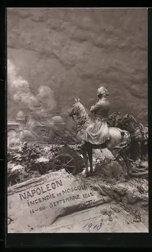 Künstler-AK Domenico Mastroianni: Napoleon Incendie de Moscou Septembre 1812, der Kaiser blickt auf die Stadt