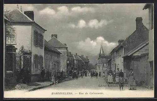 AK Hardivillers, Rue de Crèvecoeur, Strassenpartie