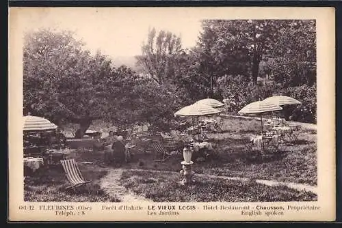 AK Fleurines /Oise, Forêt d`Halatte, Le vieux Logis, Hôtel-Restaurant, Les Jardins