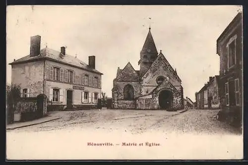 AK Hénonville, Mairie et Eglise