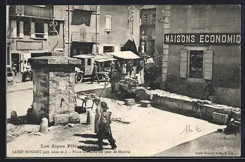 AK Saint Bonnet /Alpes, Place Grenette un jour de Marché