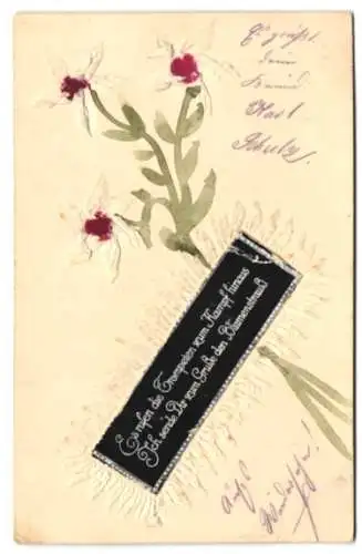 Papierkunst-AK Weisser Blumenstrauss, Grusskarte