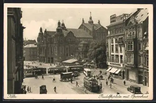 AK Köln, Rudolfsplatz mit Opernhaus und Strassenbahn